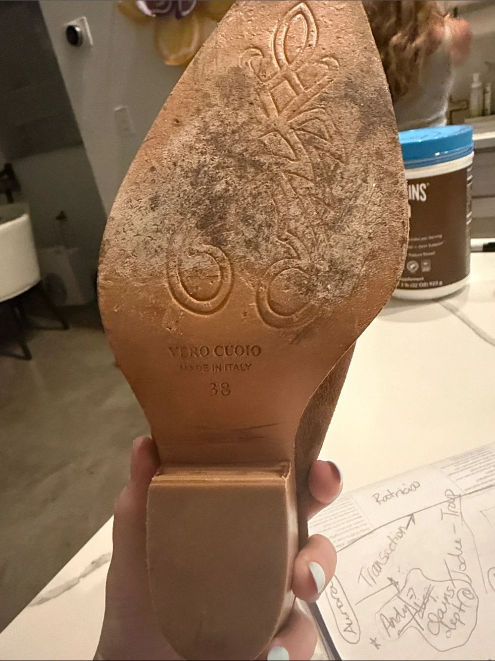 Free People Brown Suede Western Mule Clogs with Metal Toe Accent